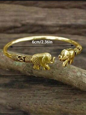Gold Elephant Cuff Bracelet - Elegant Women’s Jewelry